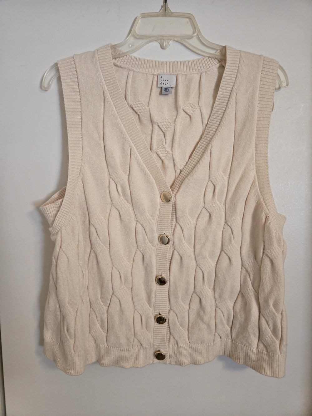 a new day Cream Cable-Knit V-Neck Button Sweater Vest - Picture 2 of 4